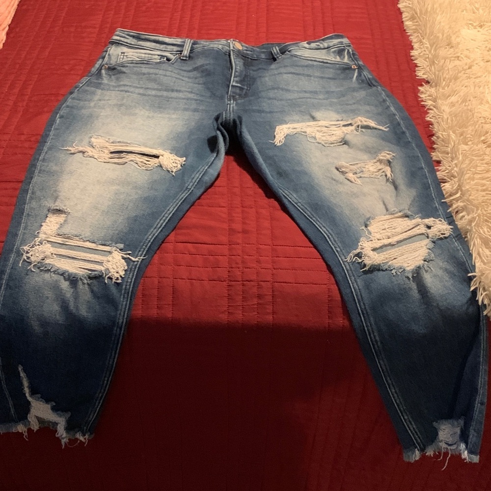 BKE Women's Relaxed Fit Factory Distressed Denim Jeans Size 33